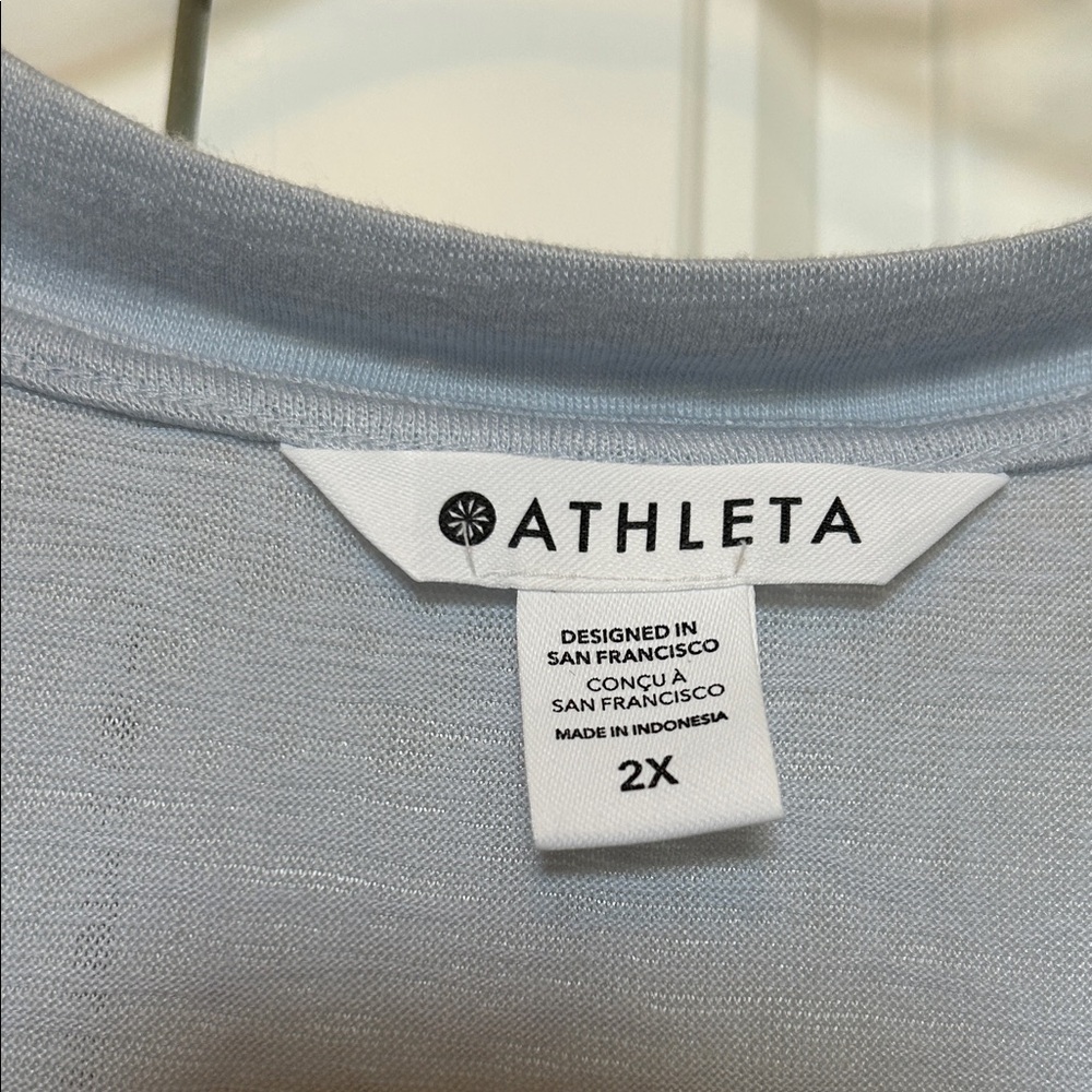 Athleta Lt Blue V-Neck Short Sleeve Tee 2X - Picture 2 of 7